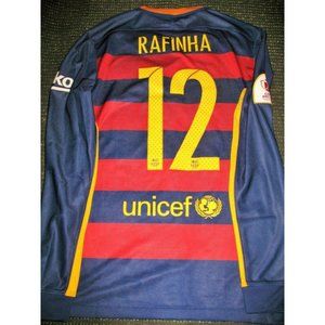 Rafinha Barcelona 2015 2016 MATCH ISSUED Nike Soccer Jersey M